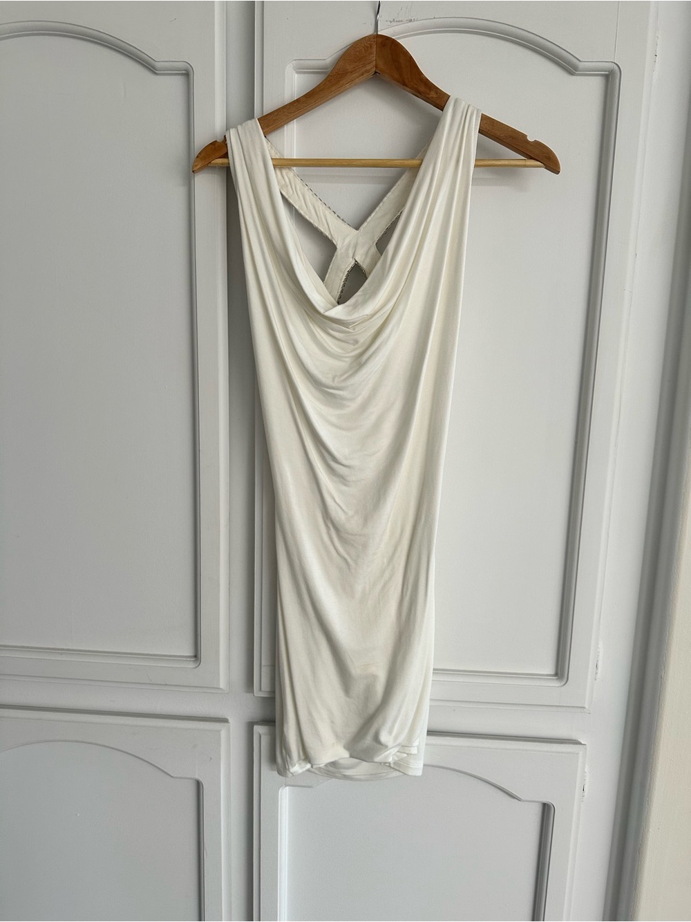 Sky Cream Backless Drape Tank Dress